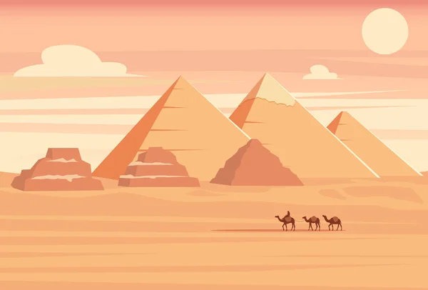 Pyramids Desert — Stock Vector