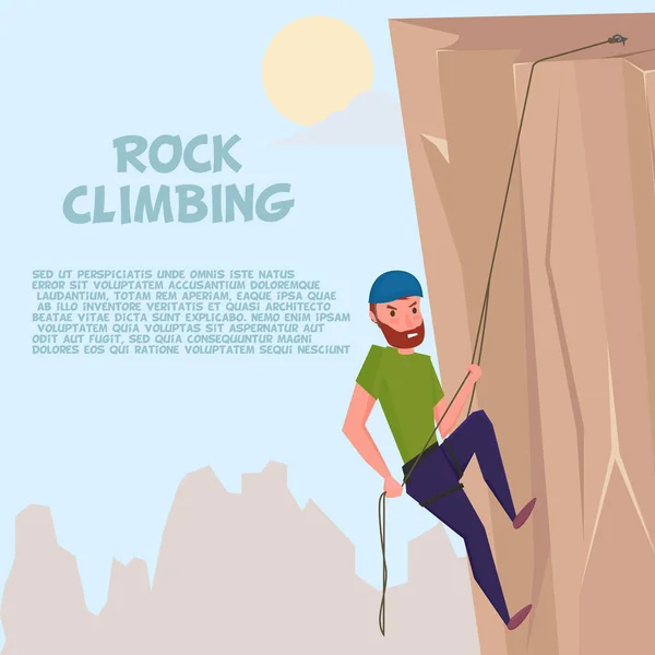 Man Climbing Rock Template — Stock Vector