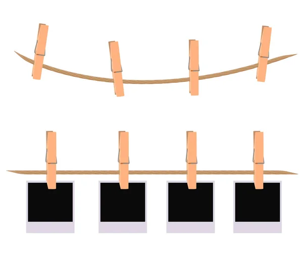 Ligne Corde Avec Chevilles — Image vectorielle