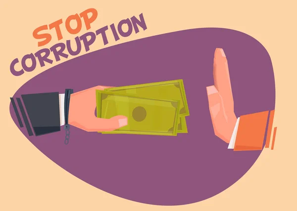 Pare Corrupção Mão Dando Dinheiro — Vetor de Stock