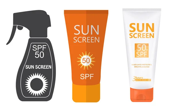 Sun Screen Bottle Set — Stock Vector