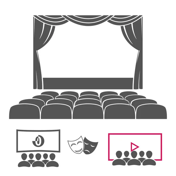 Teatro Palco Ícone Cinema — Vetor de Stock