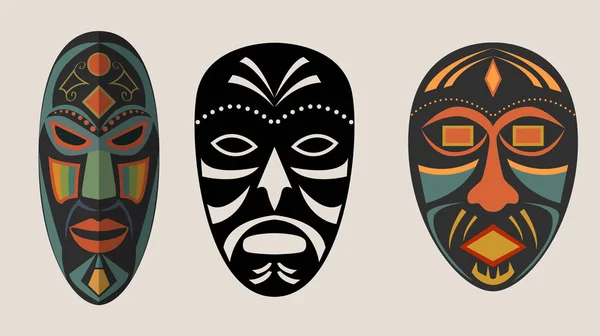 Set Tribal Masks — Stock Vector