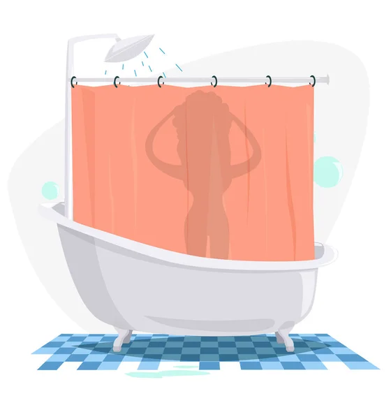 Mujer Tomando Baño — Vector de stock