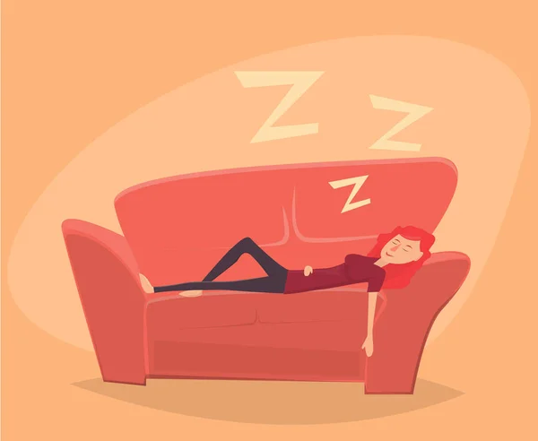 Mujer Descansando Sofá — Vector de stock