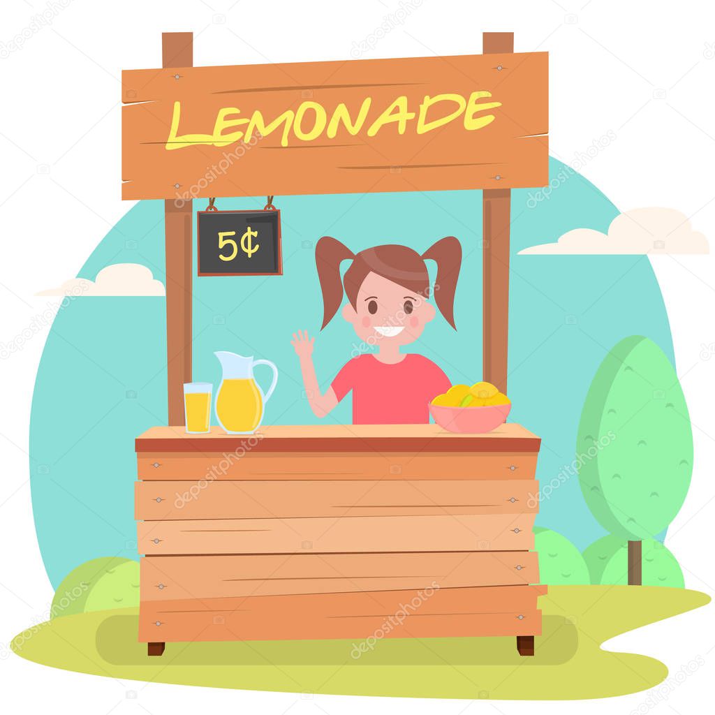 Lemonade stand with fresh lemons