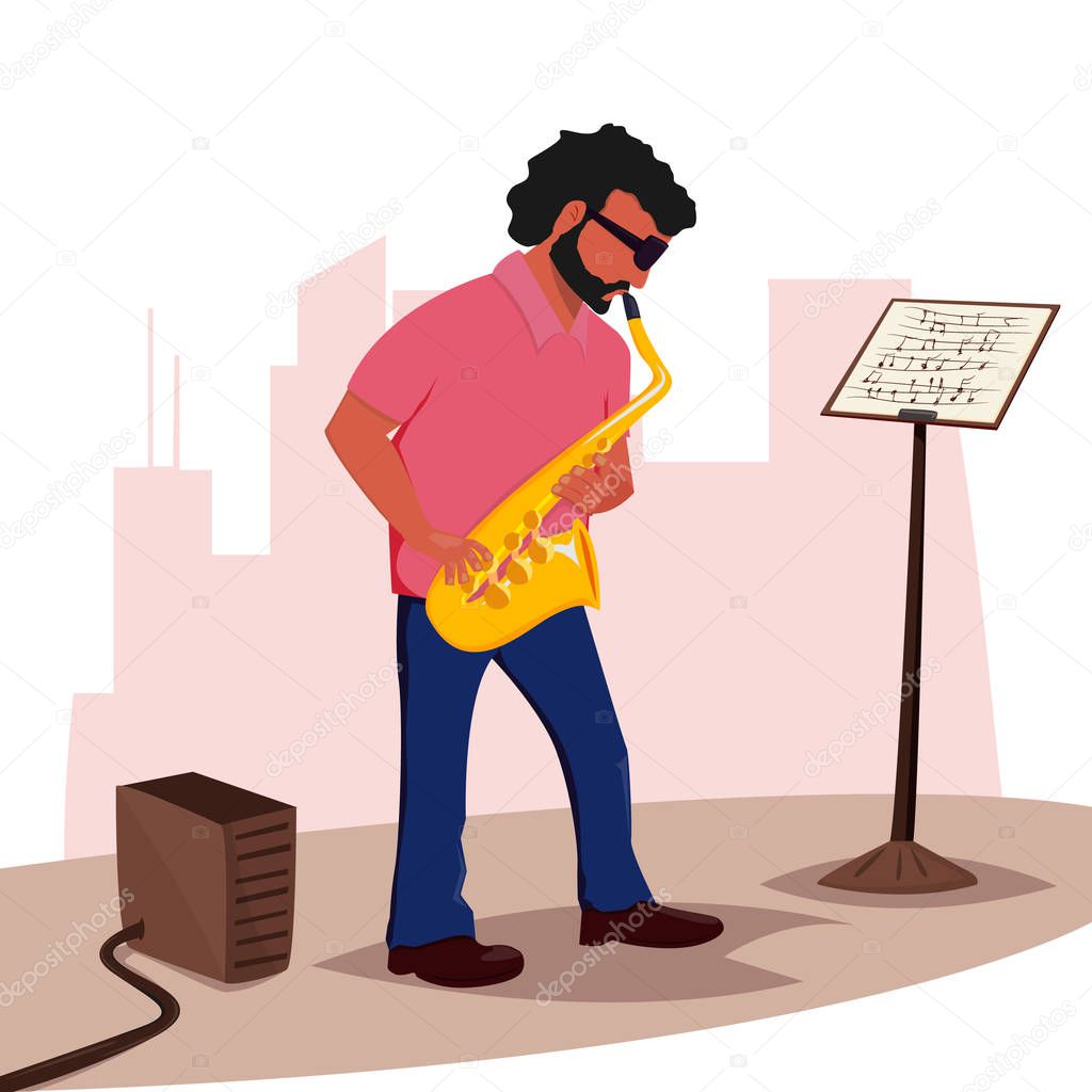 Man playing saxophone on the street