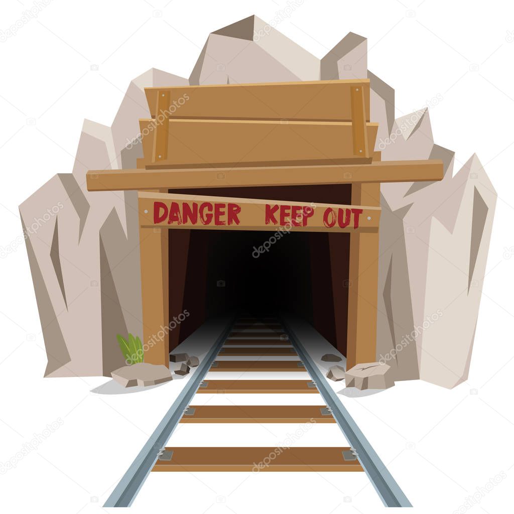 Railroad mine entrance tunnel