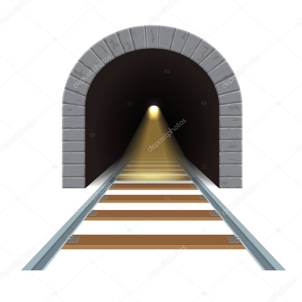 Railway tunnel with light inside