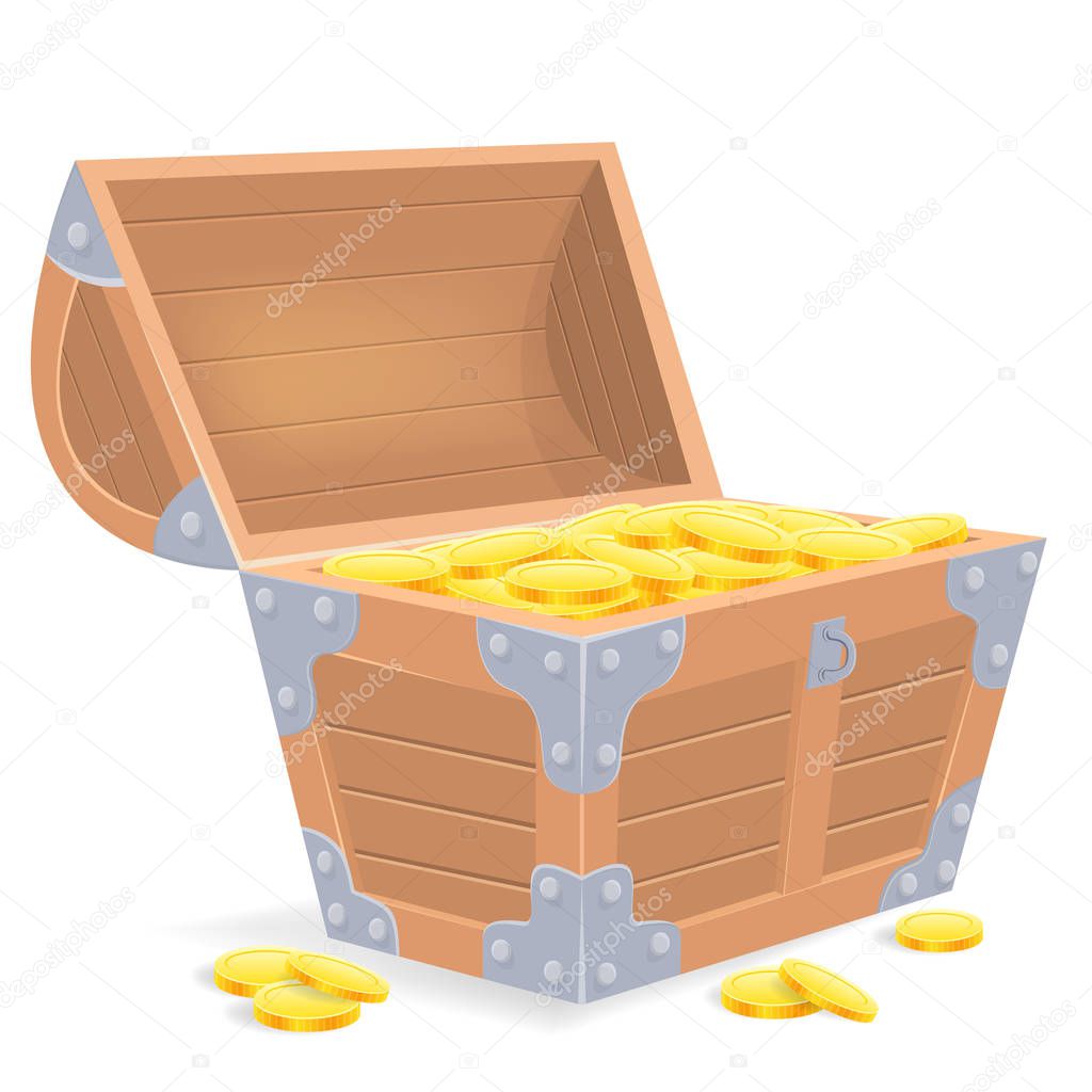 Treasure chest with coins