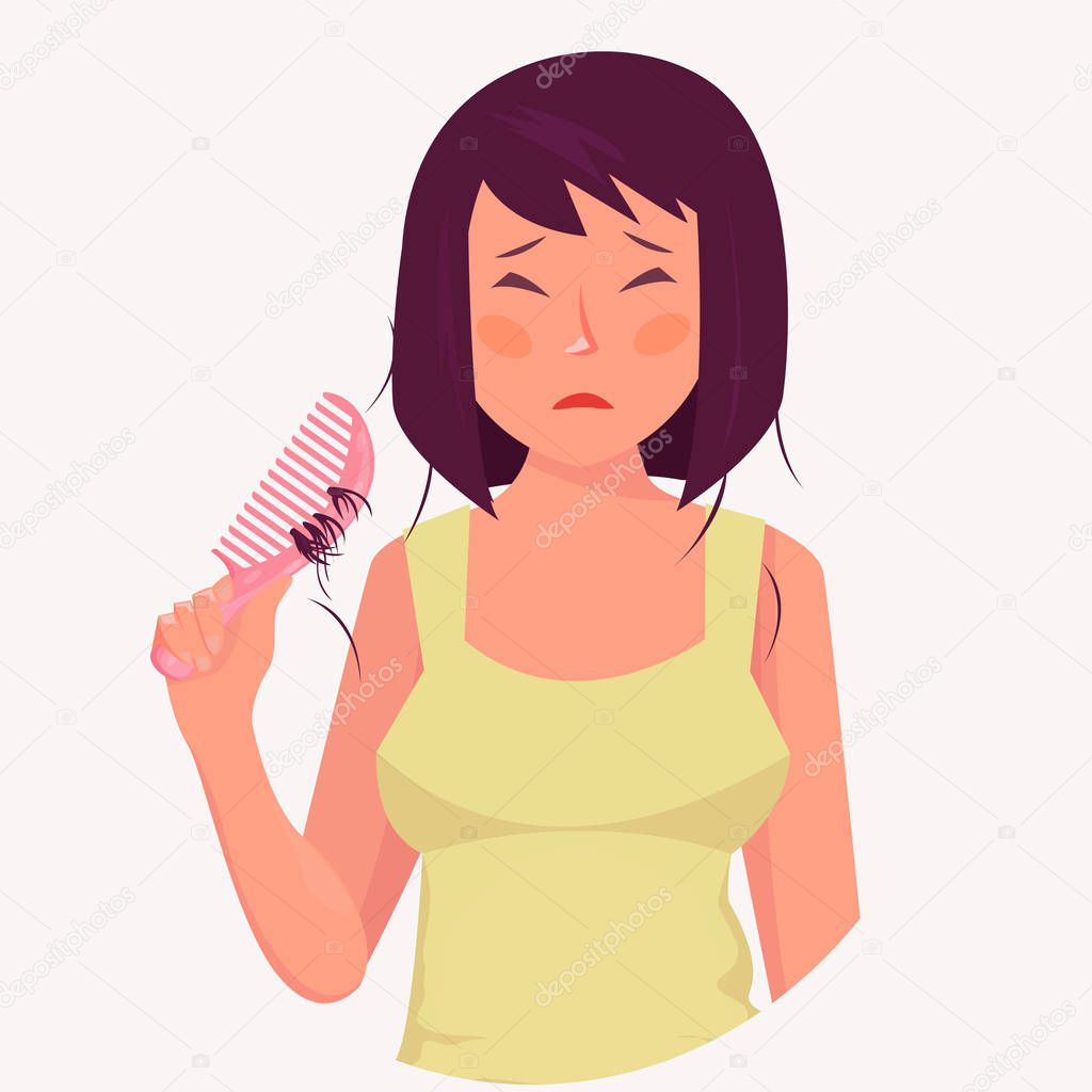 Woman sad of hair loss