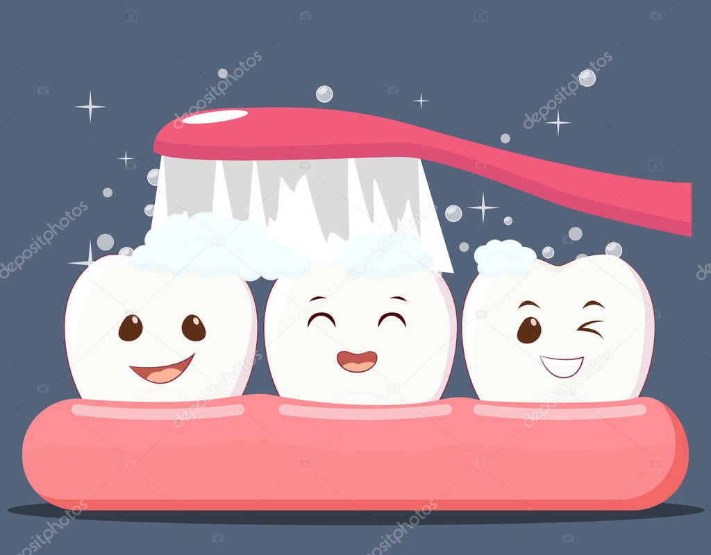 Cleaning happy smiling teeth