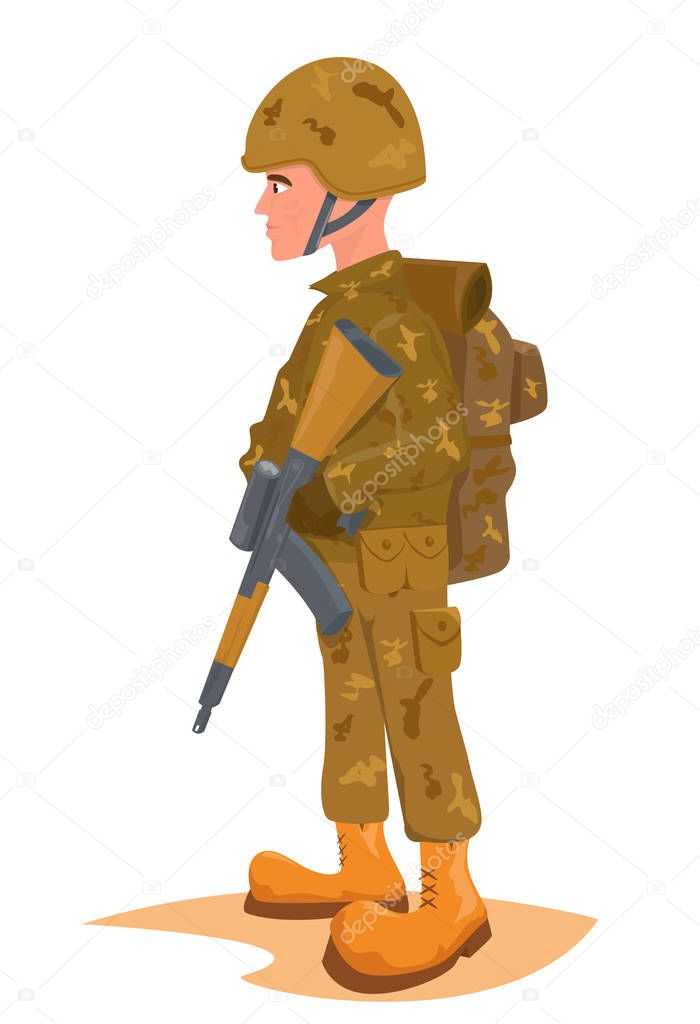 Man soldier standing cartoon