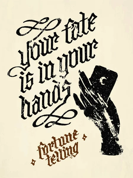 Your Fate Your Hands Fortune Telling Quote Vintage Paper Background — Stock Vector