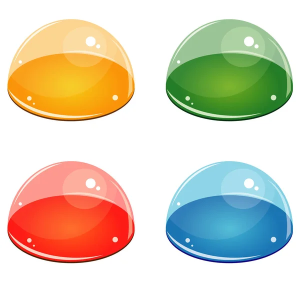 Quatre Boutons Web Colorés Bulles Rouge Bleu Vert Jaune Moitié — Image vectorielle