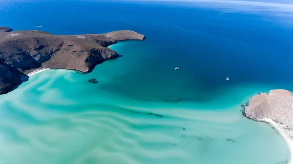 Widok Lotu Ptaka Balandra Plaży Miasto Gmina Meksyku Stanie Baja — Zdjęcie stockowe