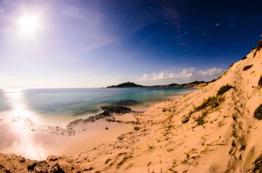 Bakış gelen bay, Cabo denizin Baja California sur Meksika çölün birleştiği Pulmo,.