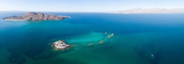 Isla San Jose, Baja California Sur, Meksika hava panoramik manzaralarını. Deniz cortez.