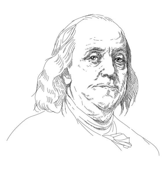 Benjamin Franklin Politician Diplomat Polymath Inventor Writer Journalist Publisher Freemason — Stock Vector