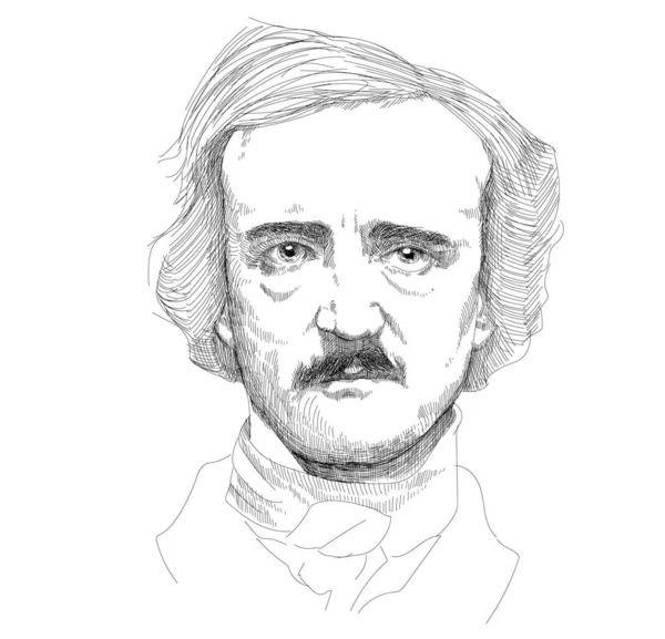 Edgar Allan Poe Amerikaanse Schrijver Dichter Redacteur Literair Criticus — Stockvector