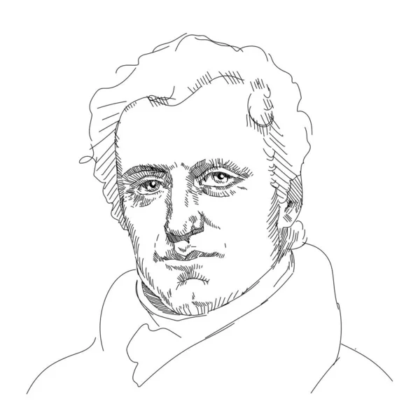 James Fenimore Cooper Amerykański Pisarz Romantyczny Jeden Założycieli Powieści Przygodowej — Wektor stockowy