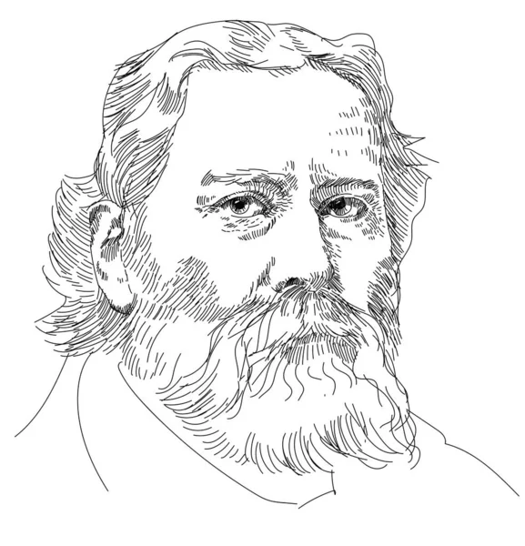 James Russell Lowell Poeta Profesor Ensayista Diplomático Estadounidense — Vector de stock