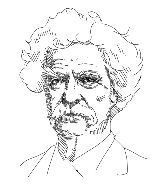 Mark Twain Amerikaanse Schrijver Journalist Publiek Figuur — Stockvector