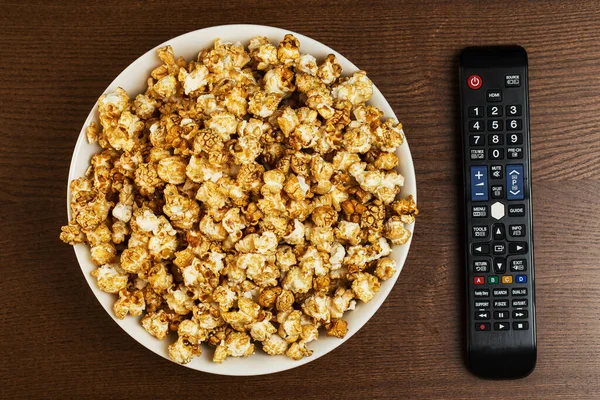 Cinema Pipocas Deliciosas Mesa — Fotografia de Stock