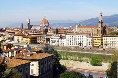 Eski şehrin güzel panoramik manzarası - Floransa, İtalya 