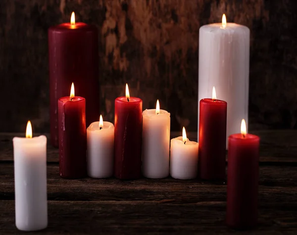 Kerzen Auf Dem Tisch — Stockfoto