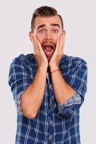 Emociones Sentimientos Joven Con Fondo Blanco —  Fotos de Stock