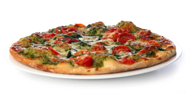Pizza Salame Saborosa Fresca — Fotografia de Stock