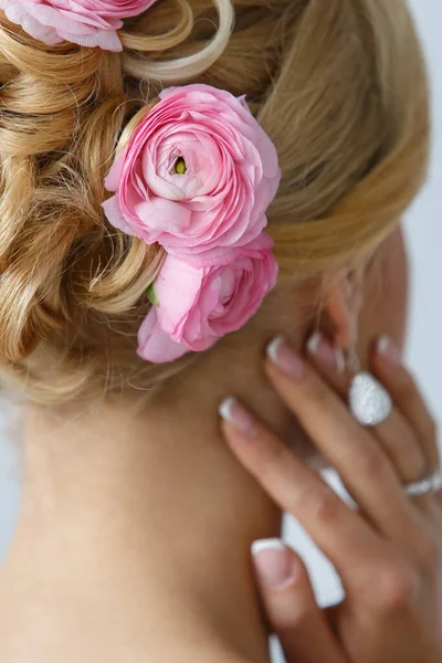 Mariage Jolie Mariée Avec Beaux Cheveux — Photo