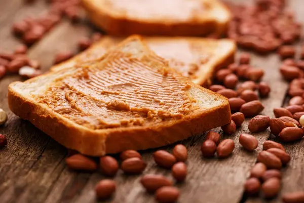 Güzel Yemek Fıstık Ezmesi Kremalı Tost — Stok fotoğraf