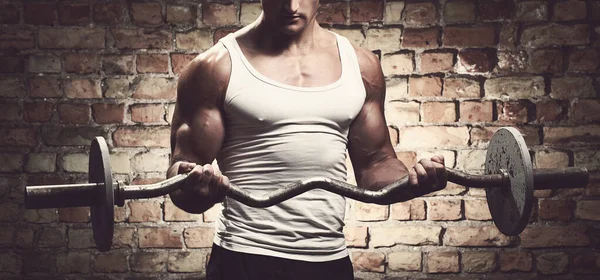 Fitness Sport Handsome Guy Barbell — Stock Photo, Image