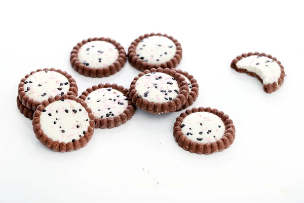 Dulces Montones Galletas Crujientes Deliciosas Sobre Mesa — Foto de Stock