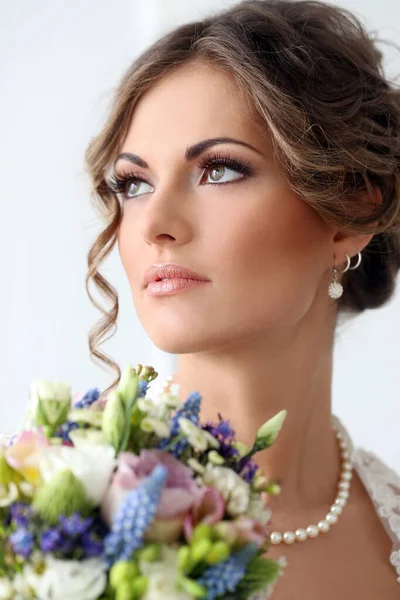 Matrimonio Bella Sposa Con Bouquet — Foto Stock