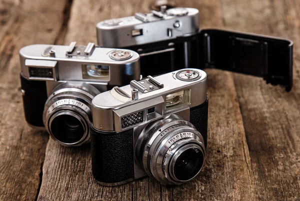 Fotografie Jahrgang Retro Kamera Auf Dem Holztisch — Stockfoto