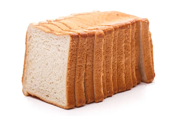 Eten Heerlijk Brood Een Witte Achtergrond — Stockfoto