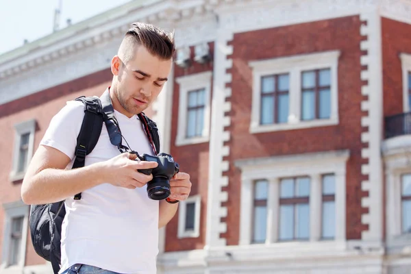 Touristique Homme Pendant Voyage Vacances — Photo