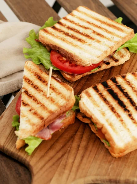Food Delicious Blt Sandwich Table — Stock Photo, Image
