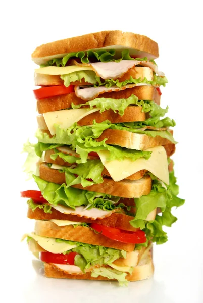 Très Gros Sandwich Isolé Sur Fond Blanc — Photo