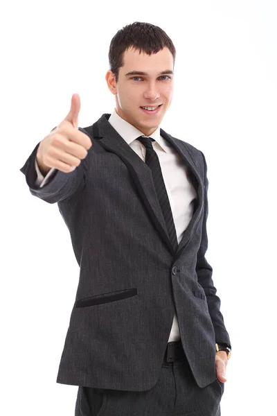 Joven Empresario Posando Sobre Fondo Blanco —  Fotos de Stock