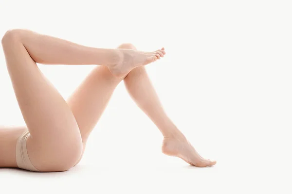 Cuidado Con Piel Descalzo Mujer Con Hermoso Cuerpo —  Fotos de Stock