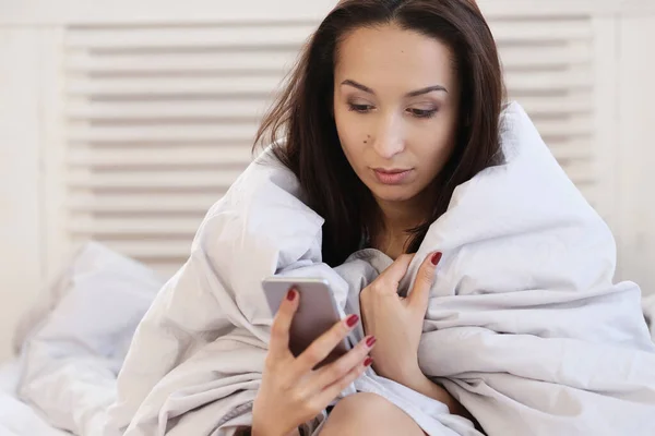 Lebensstil Nettes Mädchen Bett — Stockfoto