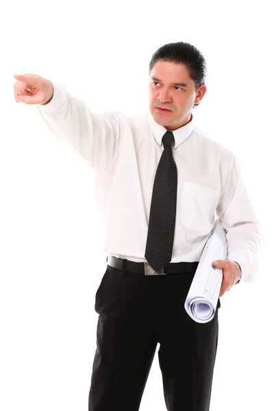 Homem Meia Idade Terno Posando Estúdio Sobre Fundo Branco — Fotografia de Stock