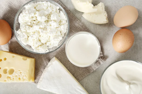 Comida Saudável Produtos Lácteos Cima Mesa — Fotografia de Stock