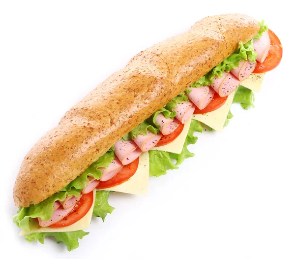 Sandwich Fresco Gustoso Sfondo Bianco — Foto Stock