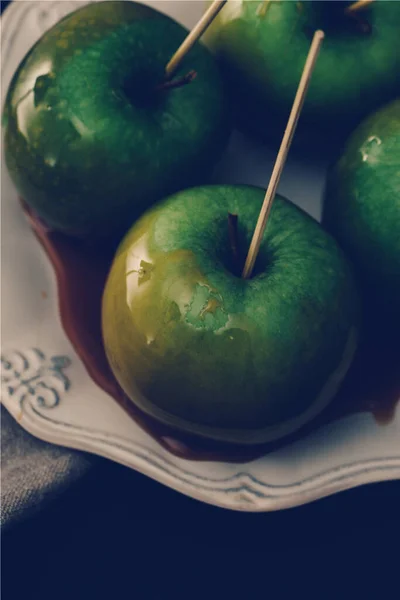 Їжа Смачні Яблука Карамеллю — стокове фото