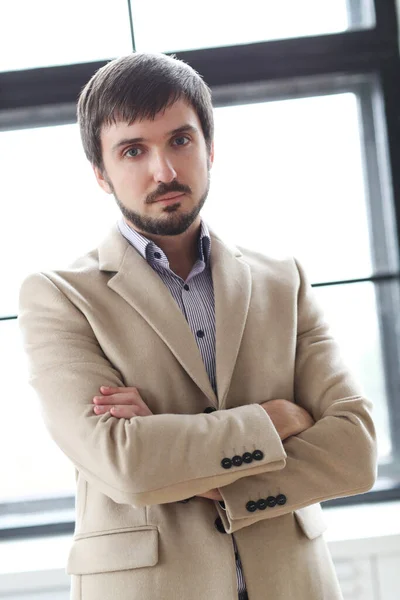 Studio Portrait Handsome Man Coat — Stock Photo, Image